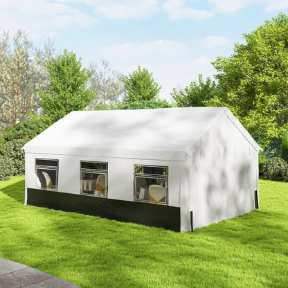 Outsunny Carpa Para Fiesta 4x6 M Con Paredes Extraíbles Puertas Ventanas Gris_4