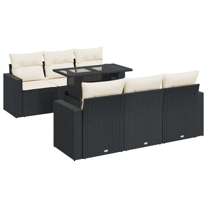 Set De Sofás De Jardín 7 Pzas Con Cojines Ratán Sintético Negro / Vetonek_2