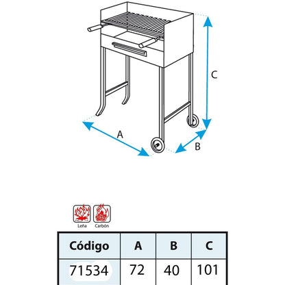 Barbacoa con ruedas y parrilla de acero inox Imex el Zorro 72x40x101
