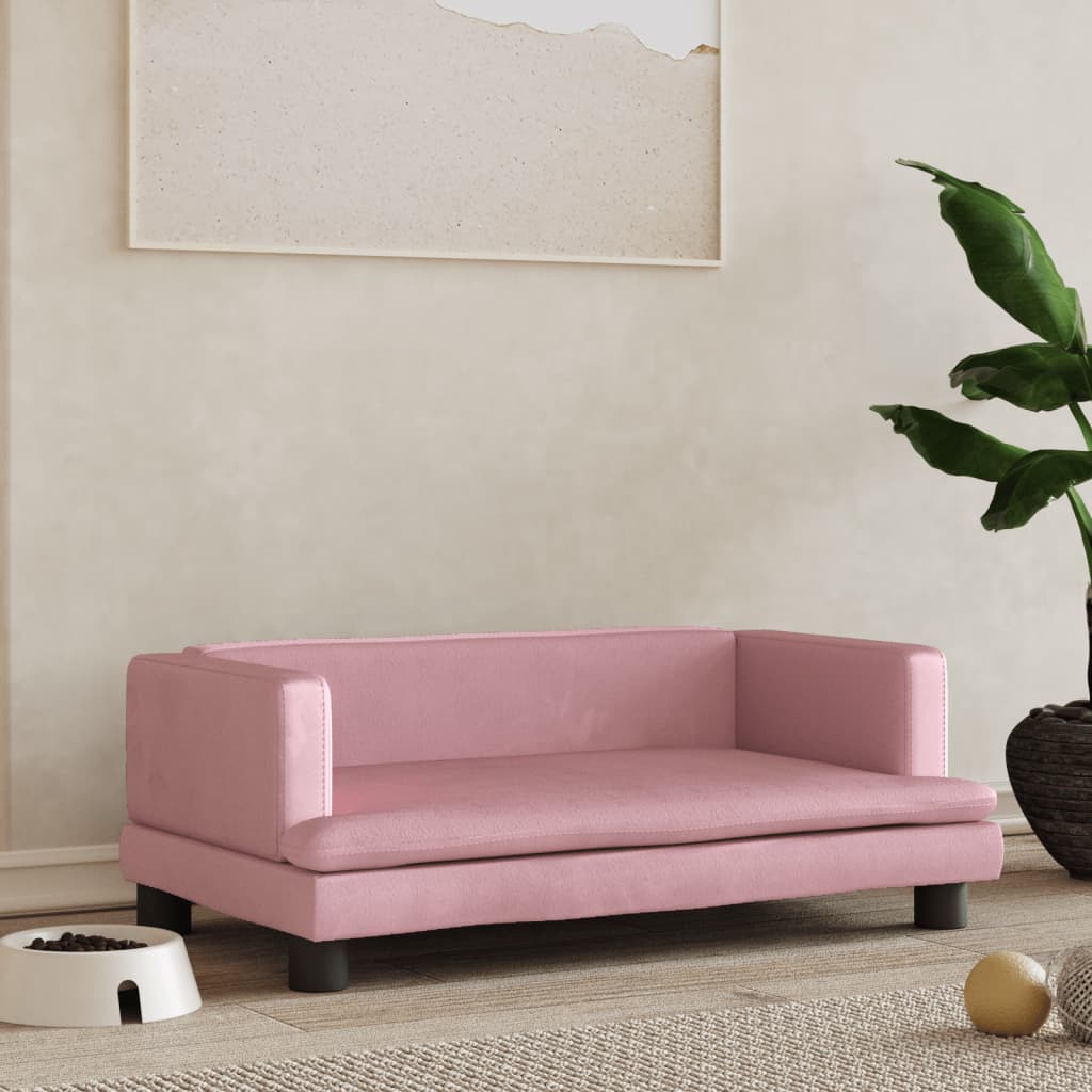 Cama Para Perros De Terciopelo Rosa 80x45x30 Cm / Vetonek_2