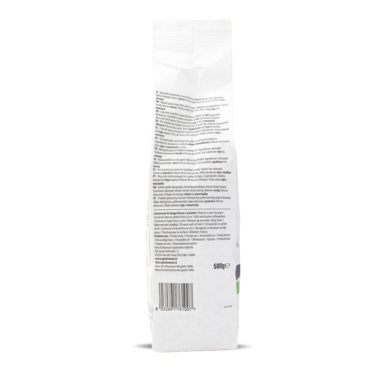 Fusilli espelta integral bio Girolomoni 500g