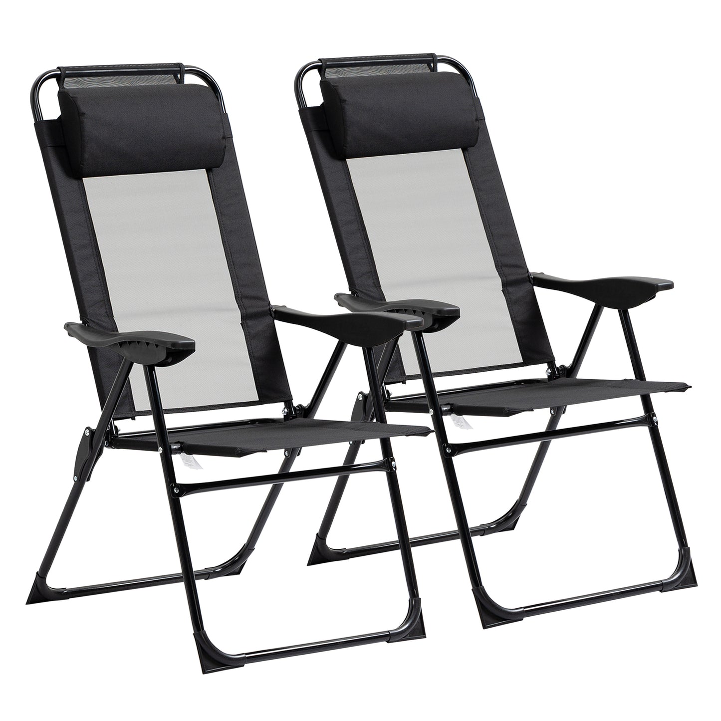 Outsunny Conjunto De 2 Sillas De Camping Plegables 62x70x109 Cm Negro_0