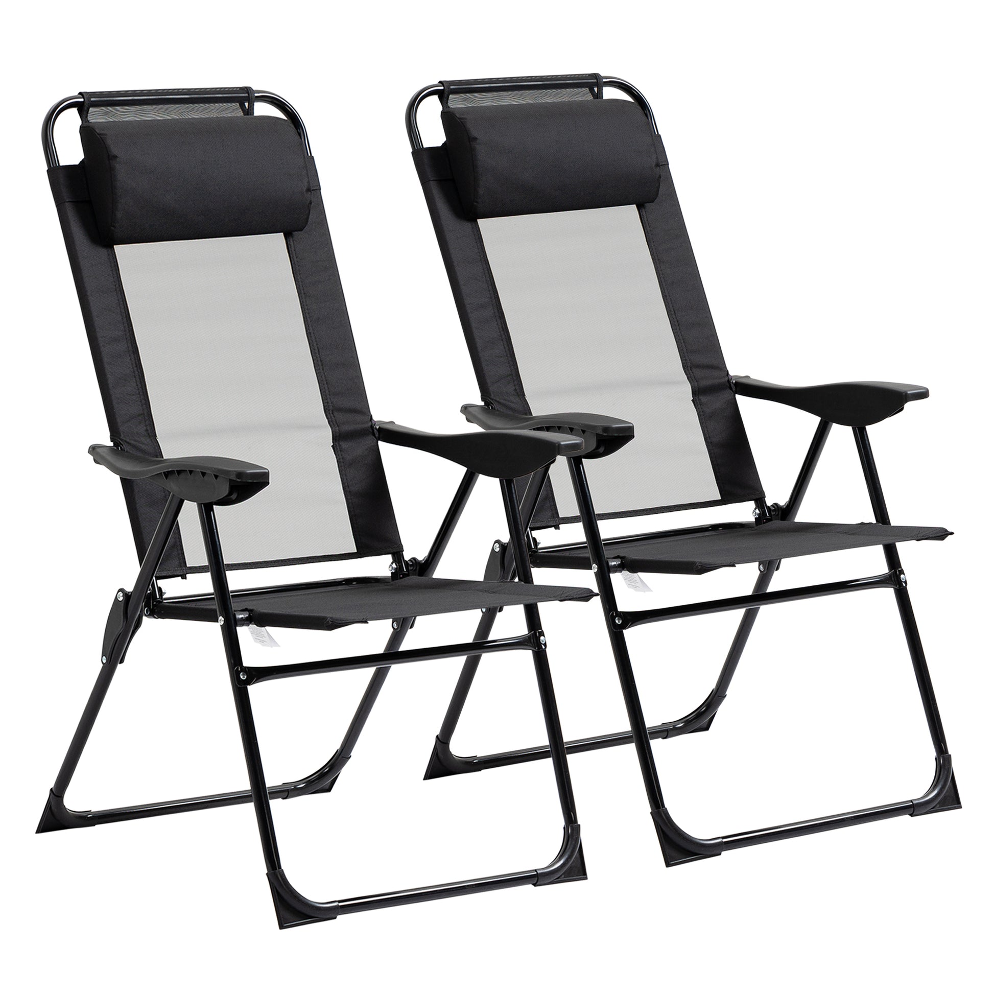 Outsunny Conjunto De 2 Sillas De Camping Plegables 62x70x109 Cm Negro_0