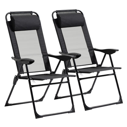 Outsunny Conjunto De 2 Sillas De Camping Plegables 62x70x109 Cm Negro_0