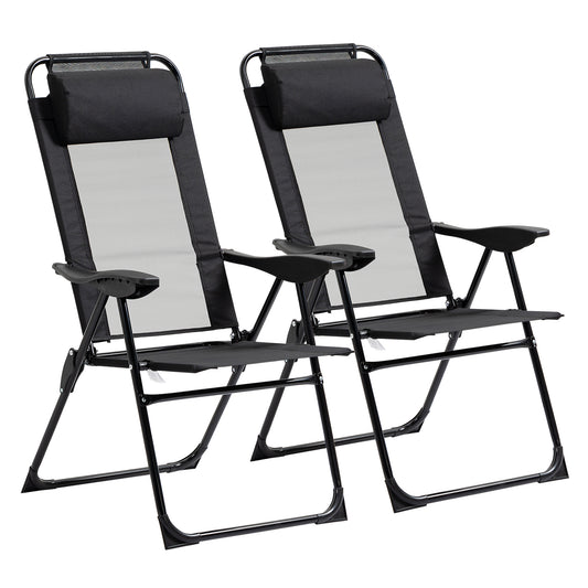 Outsunny Conjunto De 2 Sillas De Camping Plegables 62x70x109 Cm Negro_0