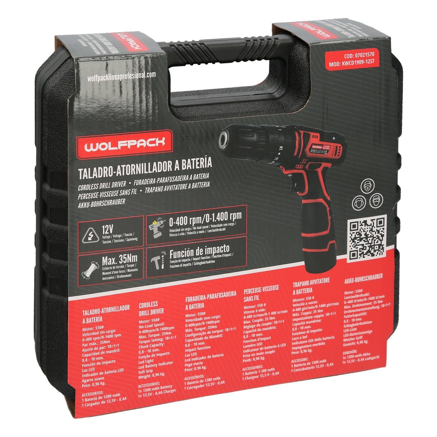 Taladro Atornillador 12 V. Con 2 Velocidades Y Percutor. Bateria 1.300 Mah. Par Apriete 35 Nm._3