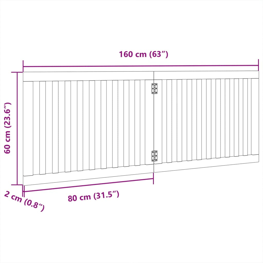 Vidaxl Puerta Para Perros Plegable De 2 Paneles, 160 Cm, Madera De Álamo_2