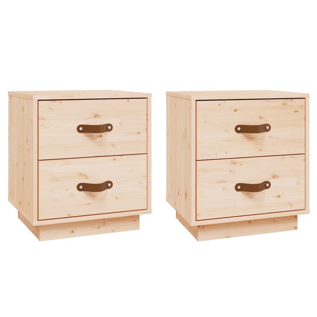 Mesitas De Noche 2 Uds Madera Maciza De Pino 40x34x45 Cm_0