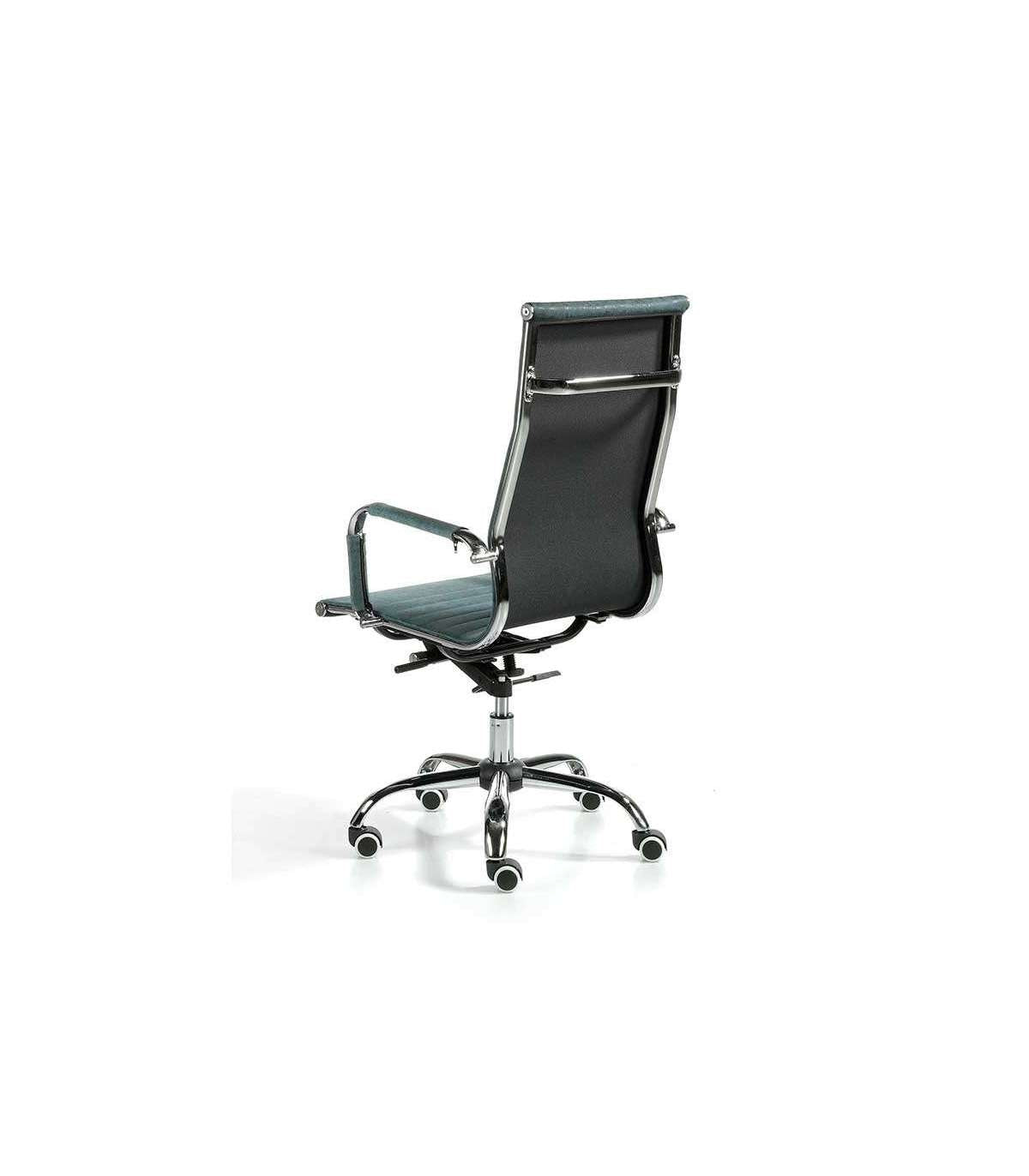 Silla Despacho Giratoria Elevable Acabado Azul Vintage, 60 Cm(ancho) 108-115 Cm(altura) 66 Cm(fondo)_3