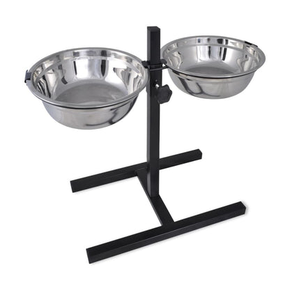 Vidaxl Soporte De Alimentación Ajustable Mascota 2x4.1l Tazón Inoxidable_0