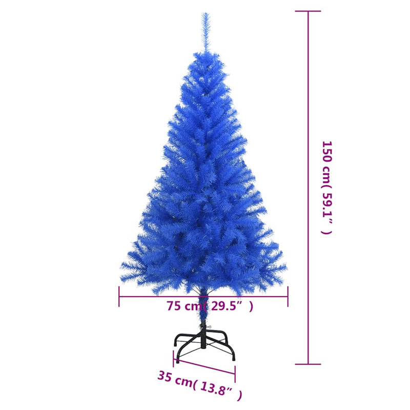 Vidaxl Árbol De Navidad Artificial Con Soporte Pvc Azul 150 Cm_5
