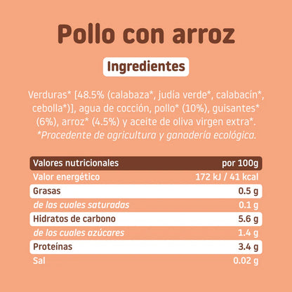 Pack 12x Tarritos Dorados BIO pollo con arroz +6 meses Smileat, 230g