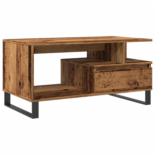 Mesa De Centro Madera Ingeniería Madera Envejecida 90x49x45 Cm_0