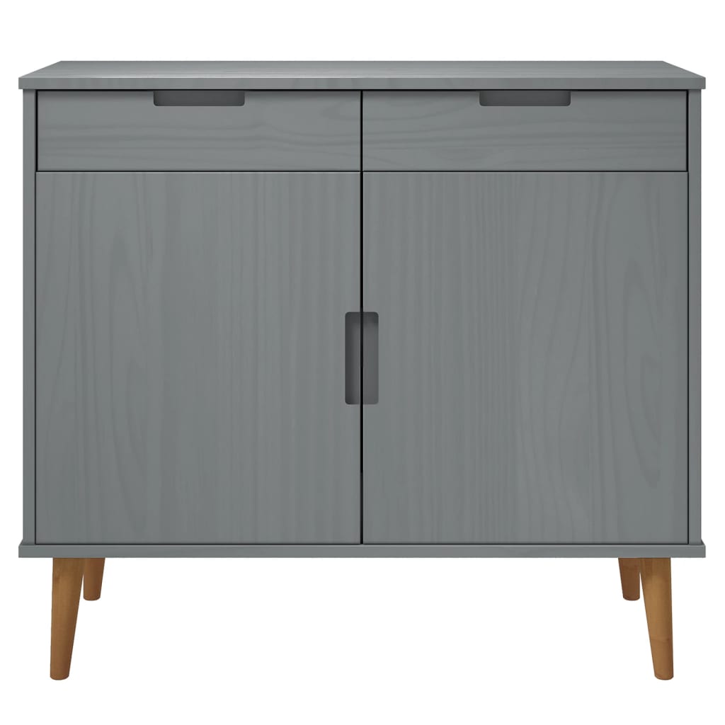 Aparador Molde Madera Maciza De Pino Gris 90x40x80 Cm / Vetonek_1