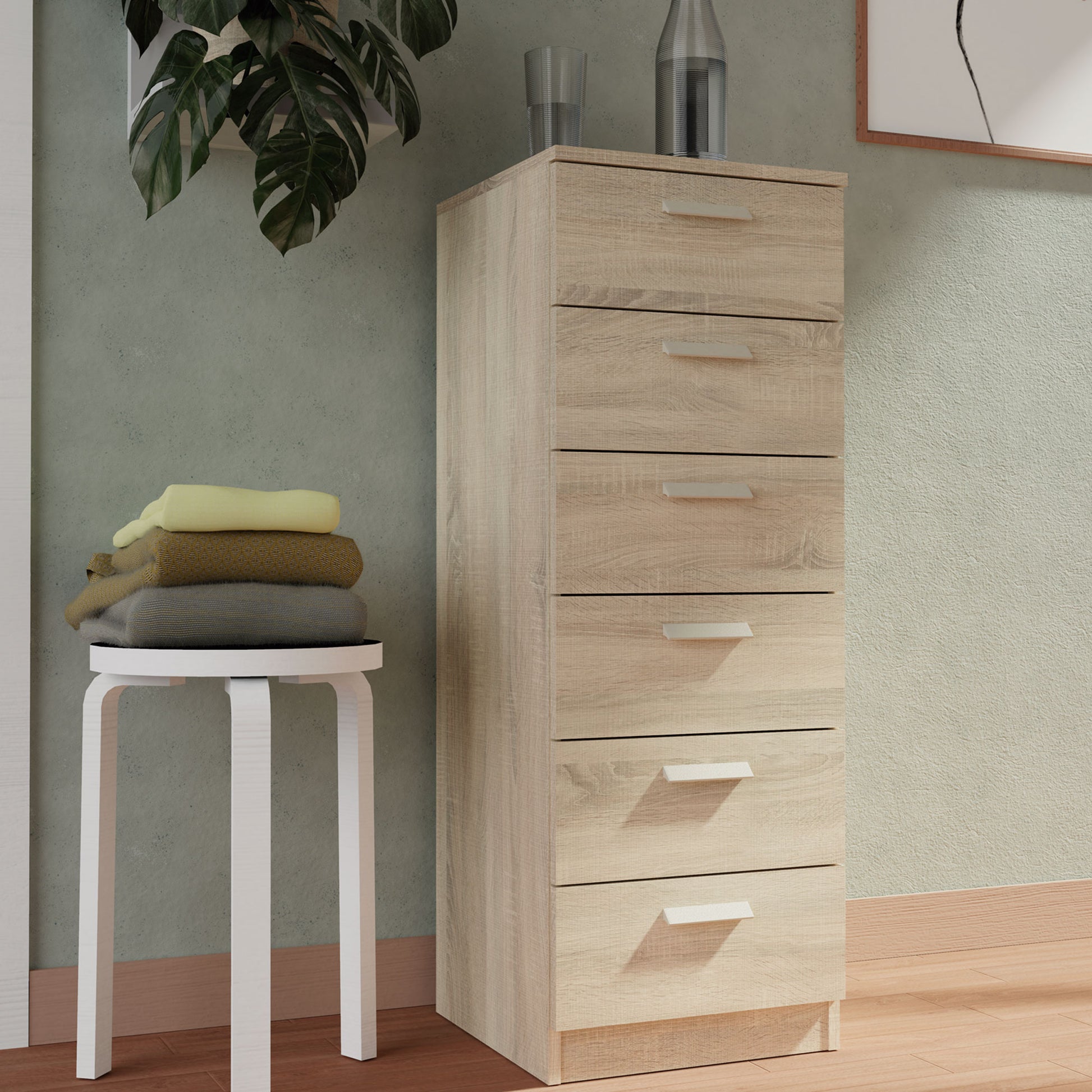 Cajonera Dormitorio Sinfonier Alto, Cómoda 6 Cajones, 110x40x40 Cm (alto X Ancho X Profundo), Briebe, Nova, Madera_2