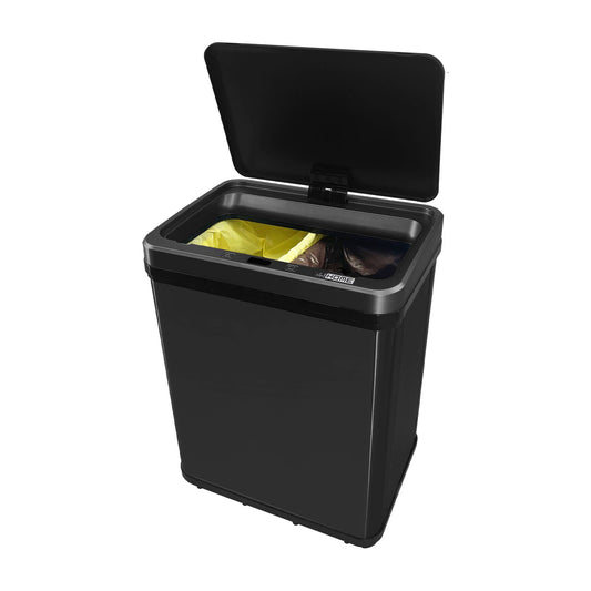 Cubo Reciclaje 15l+15l Sin Patas Apertura Auto Negro