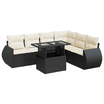 Set De Sofás De Jardín 7 Pzas Con Cojines Ratán Sintético Negro / Vetonek_2
