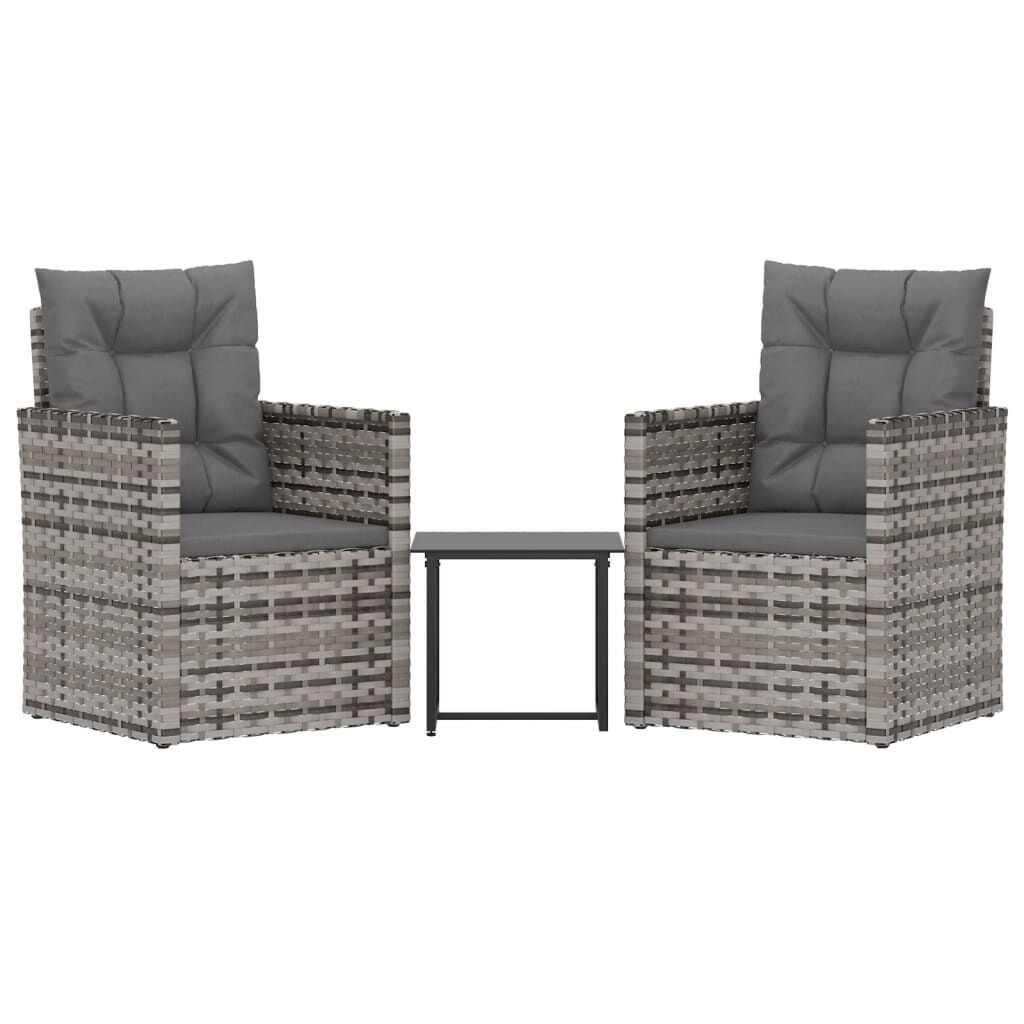 Vidaxl Muebles De Jardín Con Cojines 3 Piezas Ratán Sintético Gris_0