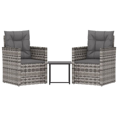 Vidaxl Muebles De Jardín Con Cojines 3 Piezas Ratán Sintético Gris_0