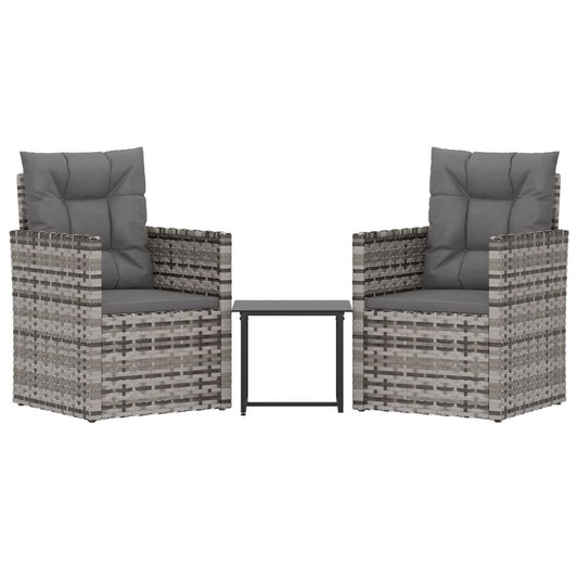 Vidaxl Muebles De Jardín Con Cojines 3 Piezas Ratán Sintético Gris_0