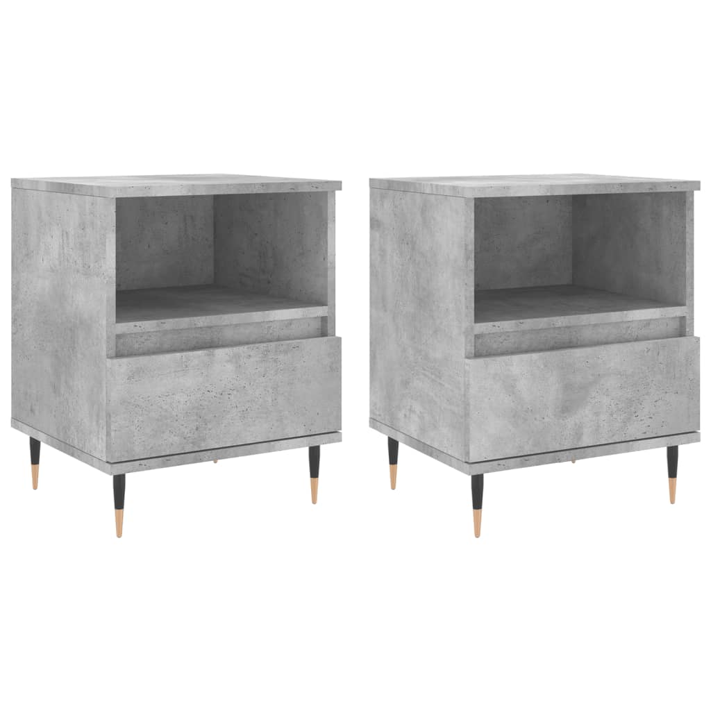 Mesitas Noche 2 Uds Madera Ingeniería Gris Hormigón 40x35x50 Cm_0