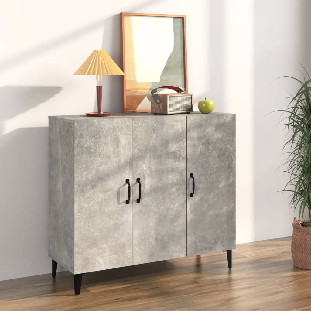 Aparador De Madera De Ingeniería Gris Hormigón 90x34x80 Cm / Vetonek_0