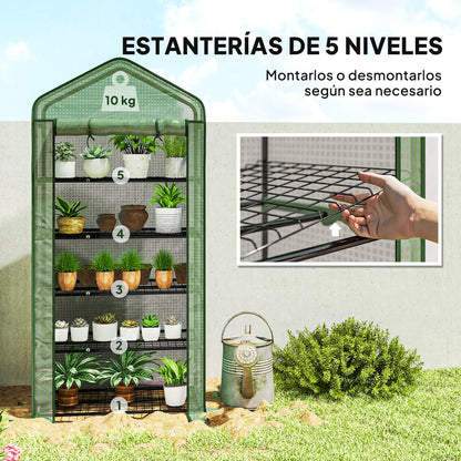 Outsunny Invernadero De Jardín De 5 Niveles Diseño Ensanchado 90x49x193 Cm Verde_4