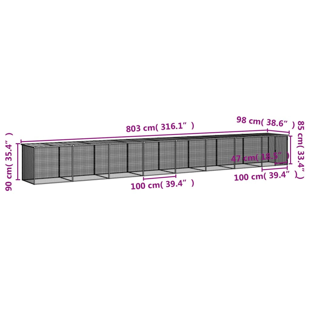 Vidaxl Gallinero Con Techo Acero Galvanizado Antracita 803x98x90 Cm_2