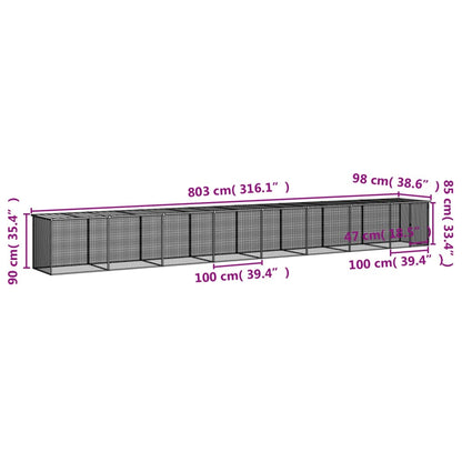 Vidaxl Gallinero Con Techo Acero Galvanizado Antracita 803x98x90 Cm_2