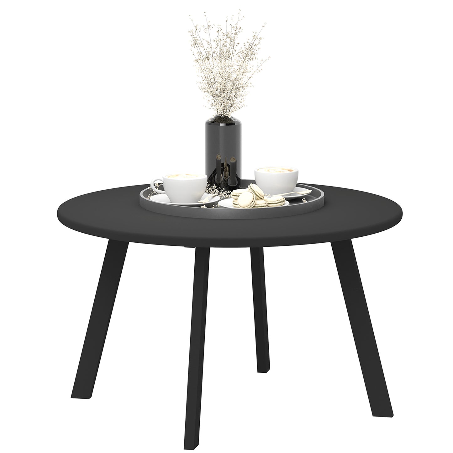 Outsunny Mesa De Centro Redonda De Metal Con Bordes Redondeados Ø70x42 Cm Gris_0