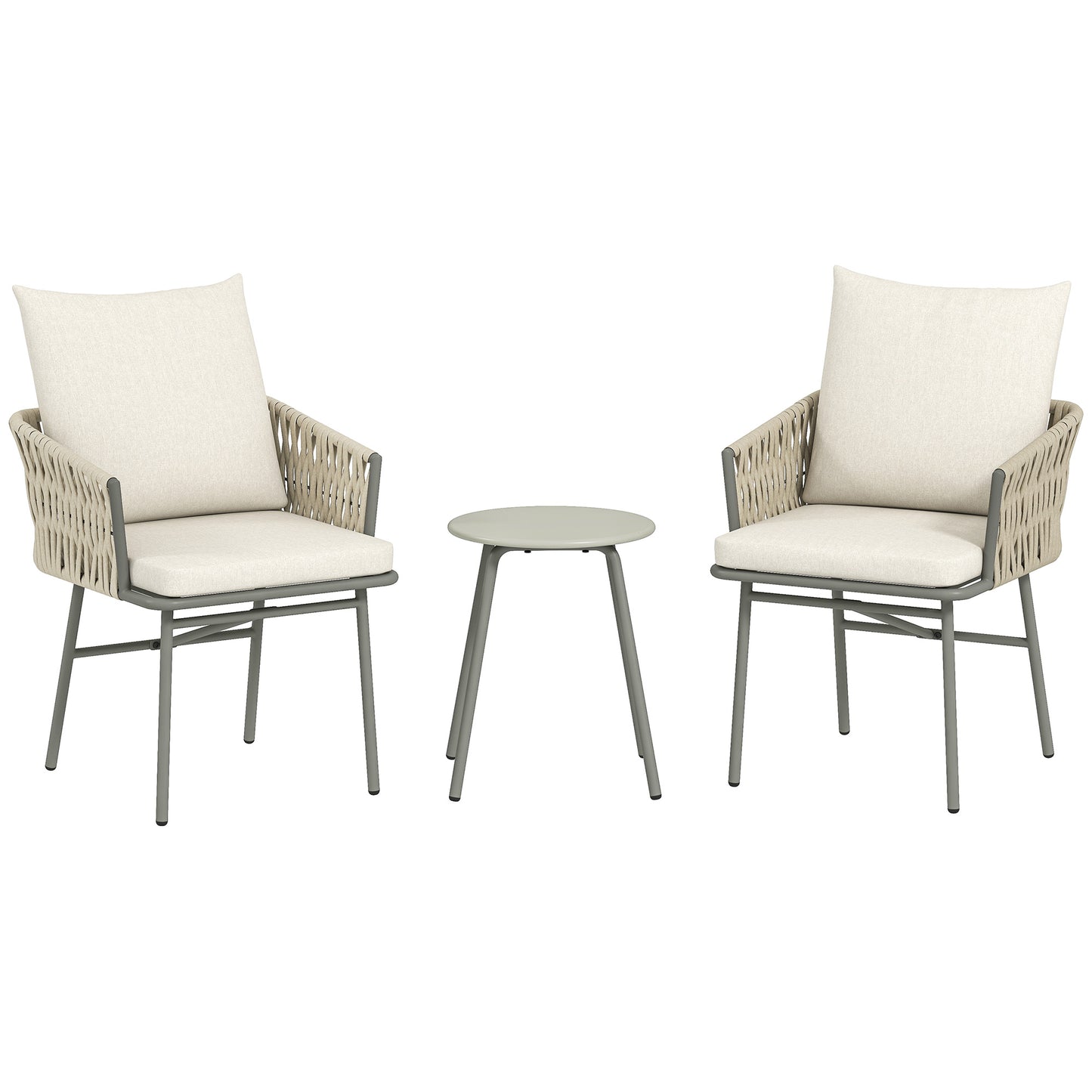 Outsunny Muebles De Jardín Con 2 Sillas Con Cojines Lavables Y Mesa Impermeable_0