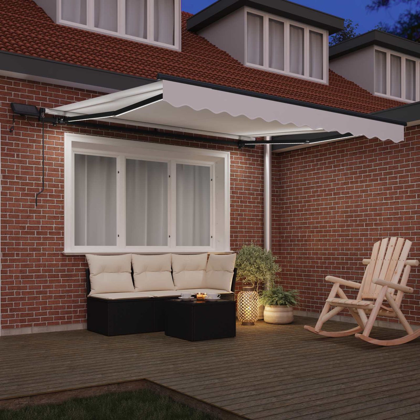 Toldo Retráctil Blanco 350 X 250 Cm Tela Y Aluminio_2