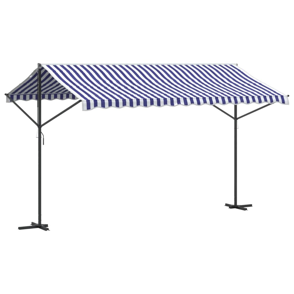 Vidaxl Toldo De Pie Tela Y Acero Azul Y Blanco 400x300 Cm_0