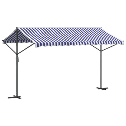 Vidaxl Toldo De Pie Tela Y Acero Azul Y Blanco 400x300 Cm_0