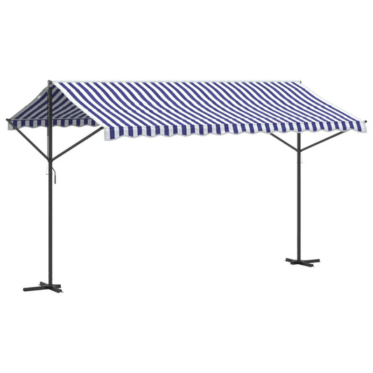 Vidaxl Toldo De Pie Tela Y Acero Azul Y Blanco 400x300 Cm_0