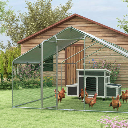 Pawhut Conjunto De 1 Gallinero De Madera Y 1 Gallinero Para Exterior De Metal_3