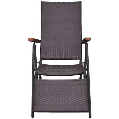 Tumbona Reclinable Ratán Sintético Marrón / Vetonek_2
