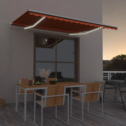 Toldo Retráctil Manual Con Led Naranja Y Marrón 400x300 Cm_1