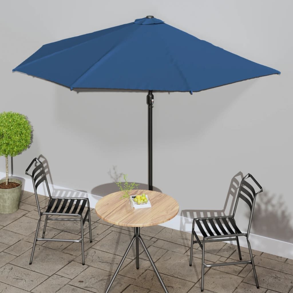 Vidaxl Sombrilla Balcón Semicircular Palo Aluminio Azul 300x155x223 Cm_1