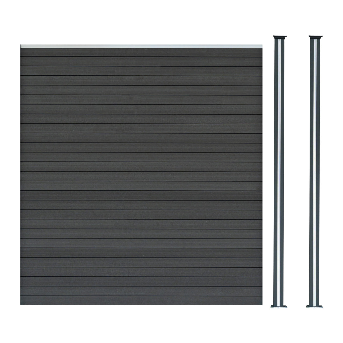 Vallas Para Exteriores De Wpc Y Aluminio - 1x Panel + 2x Postes | Gris_0