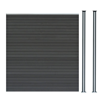 Vallas Para Exteriores De Wpc Y Aluminio - 1x Panel + 2x Postes | Gris_0