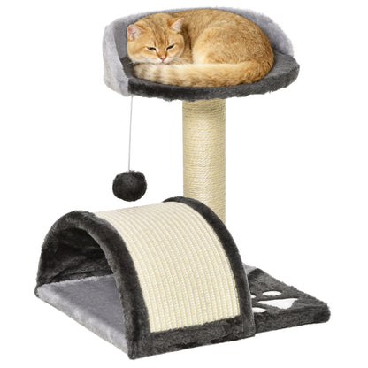 Pawhut Árbol Rascador Para Gatos 2 Niveles Con Poste Tablero Para Rascar Gris_0