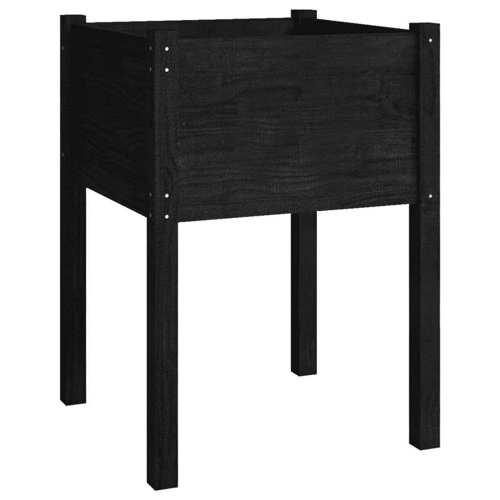 Jardineras 2 Uds Madera Maciza De Pino Negro 50x50x70 Cm_3
