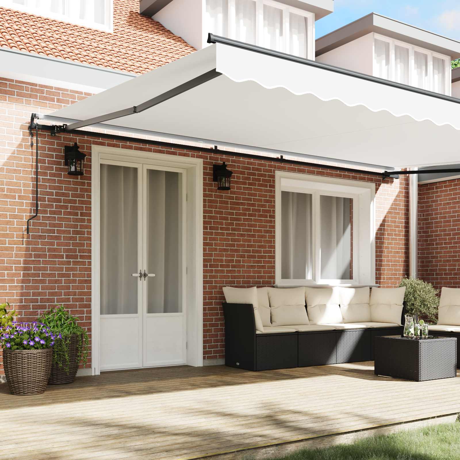 Toldo Retráctil Blanco 500 X 350 Cm Tela Y Aluminio_2