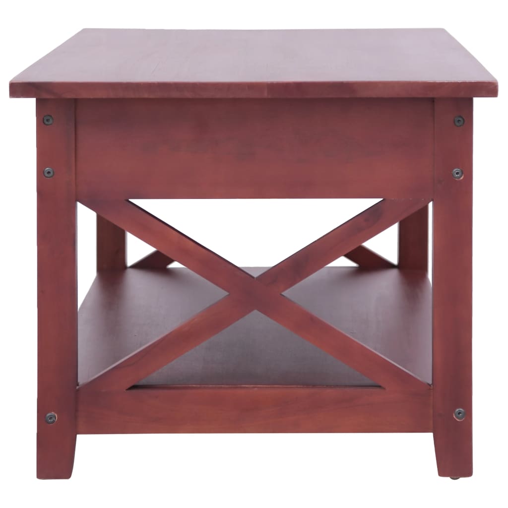 Mesa De Centro De Madera Maciza De Caoba Marrón 100x55x46 Cm_3