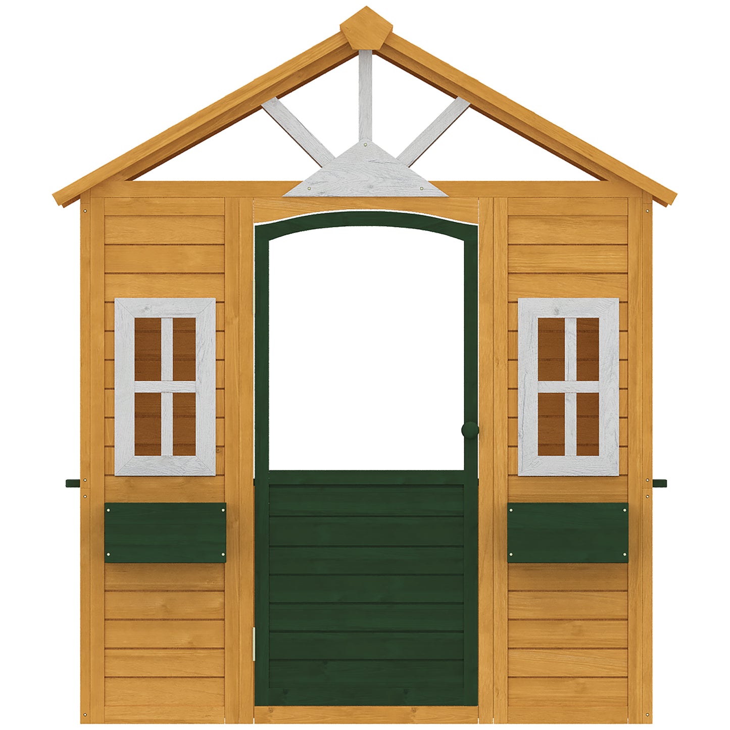 Aiyaplay Casita Infantil Exterior E Interior De Madera Con 2 Maceteros Marrón_3