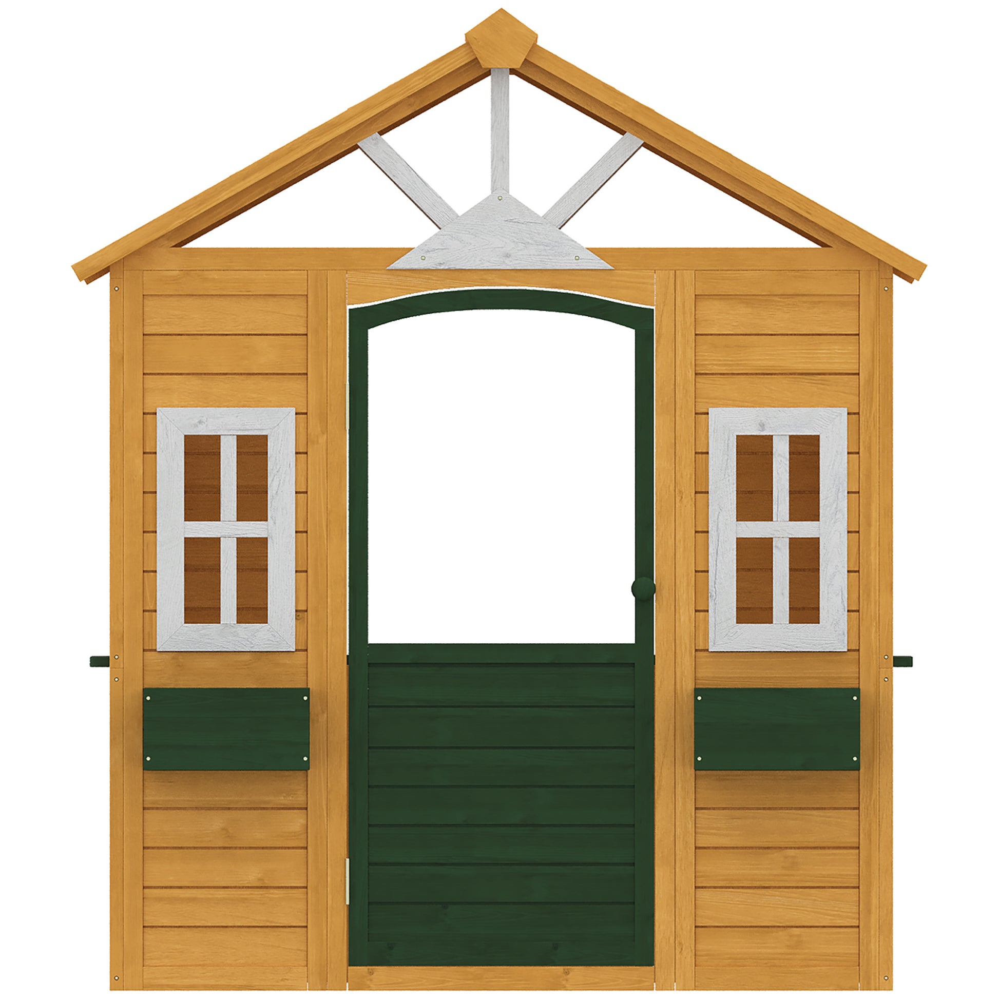 Aiyaplay Casita Infantil Exterior E Interior De Madera Con 2 Maceteros Marrón_3