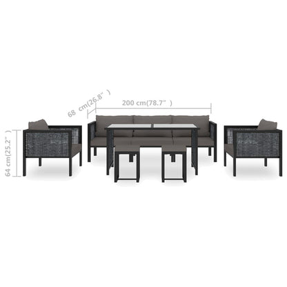 Vidaxl Muebles Jardín 8 Pzas Y Cojines Ratán Sintético Gris Antracita_2