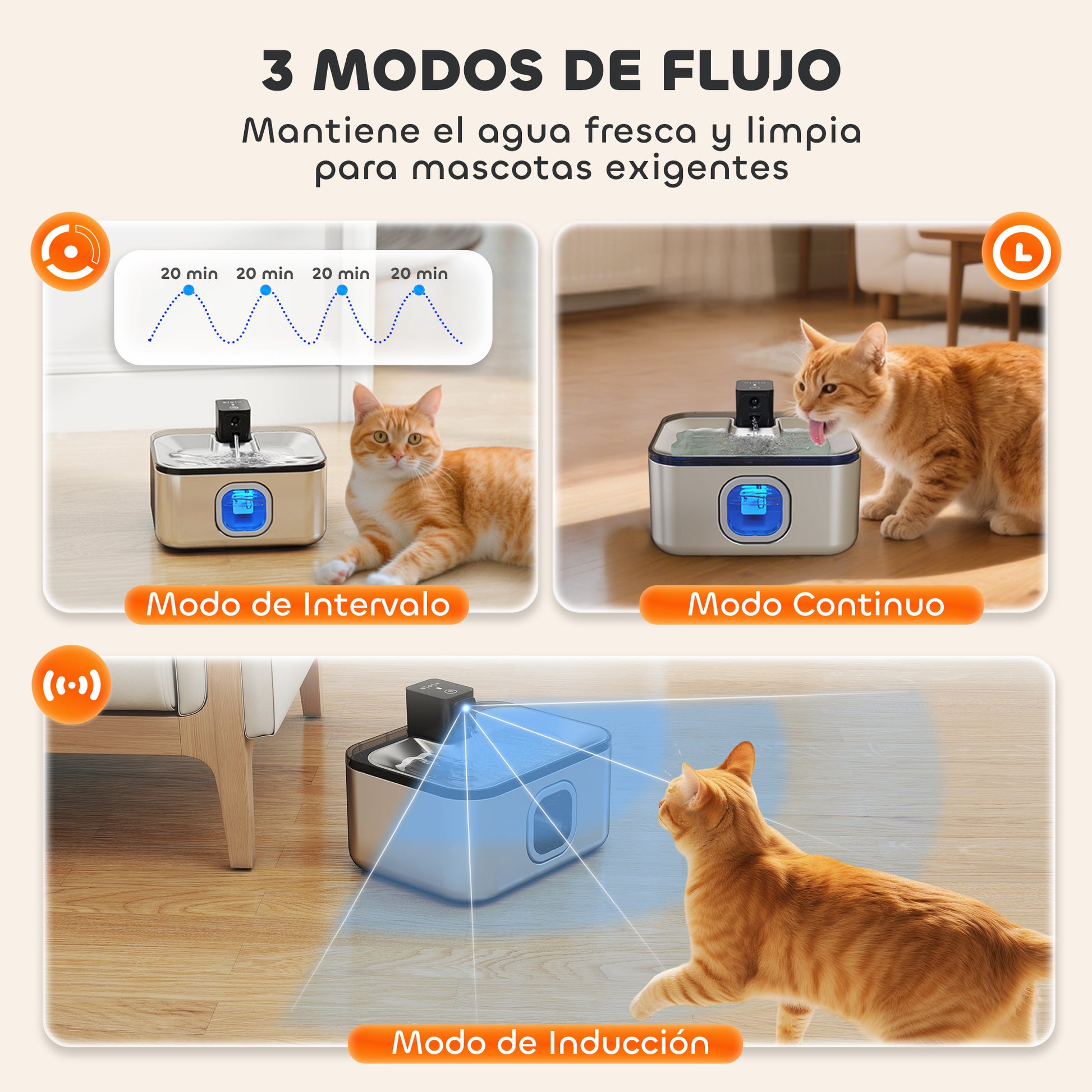 Pawhut Fuente Para Gatos De Acero Inoxidable 5l Súper Silencioso Con Luz Led_4