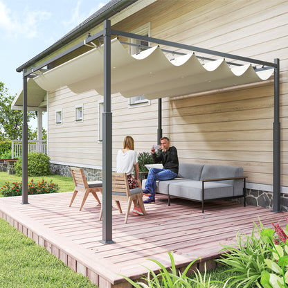 Outsunny Pérgola De Jardín 3x3 M Con Techo Retráctil Y Accesorio Magnético_1